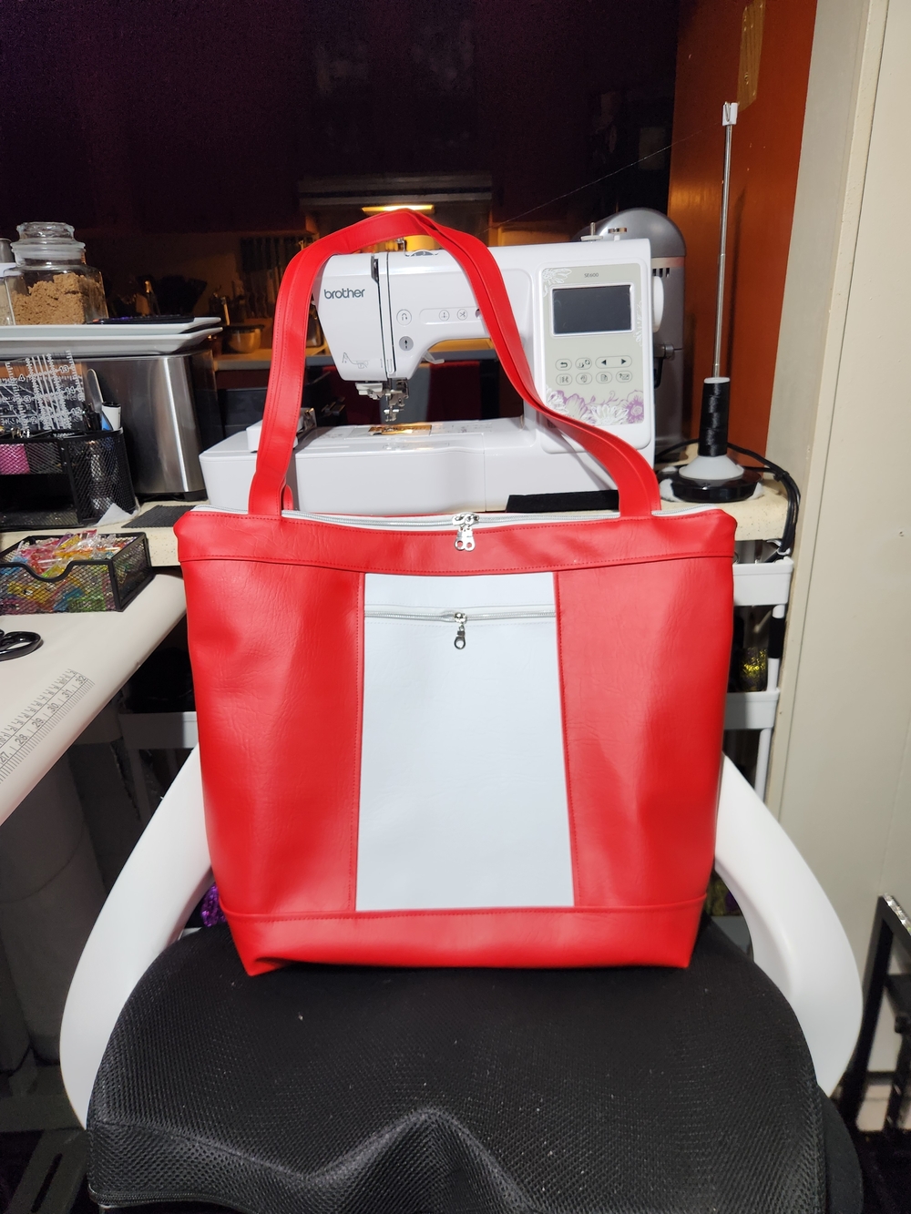 Red and White Tote Bag - Stylish Everyday Carry